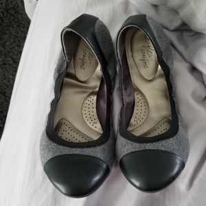 Gray and black flats